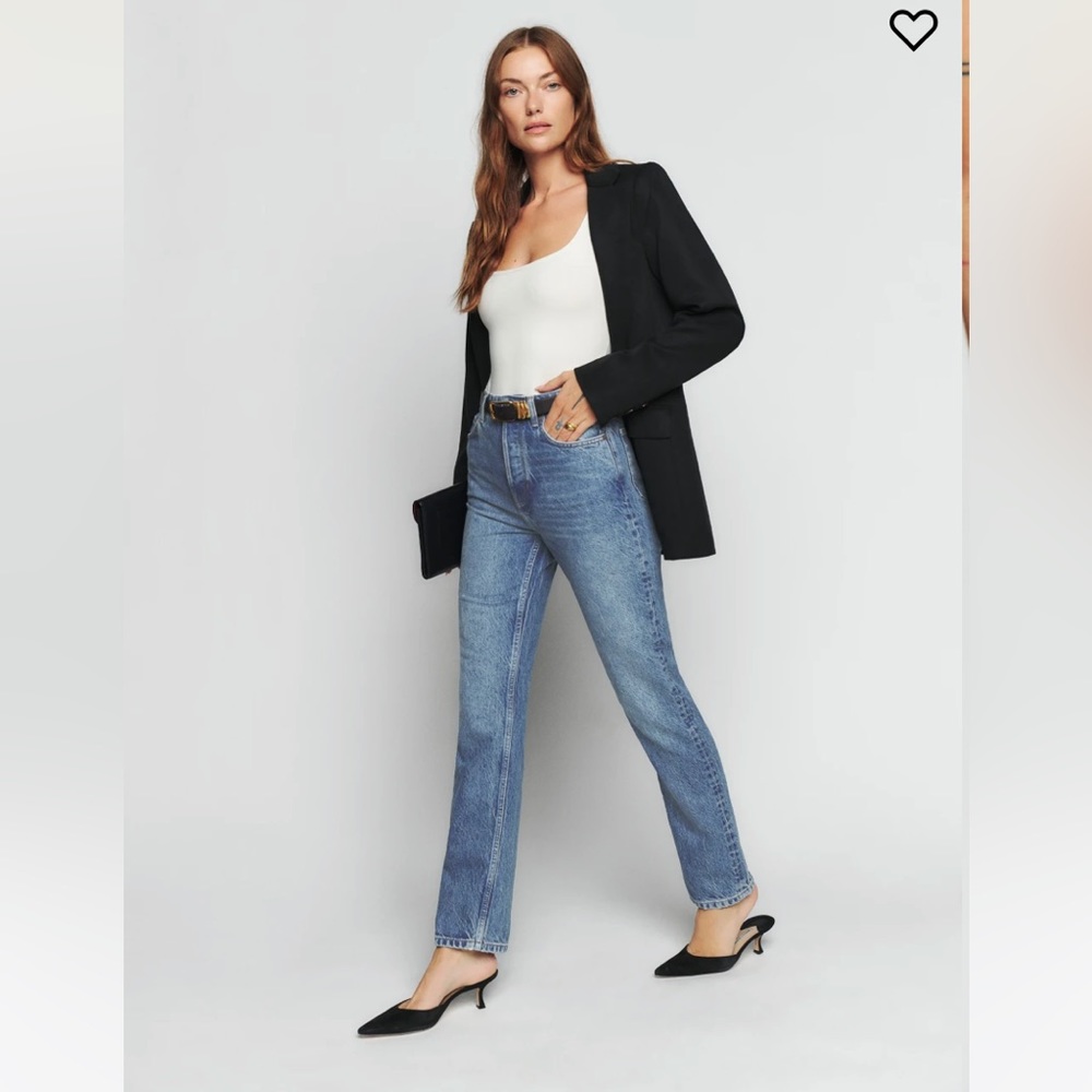 Reformation Cynthia High Rise Straight Jeans in Colorado Shadow Pocket